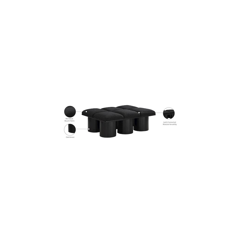 Pavilion Black Boucle Fabric Bench. Picture 7