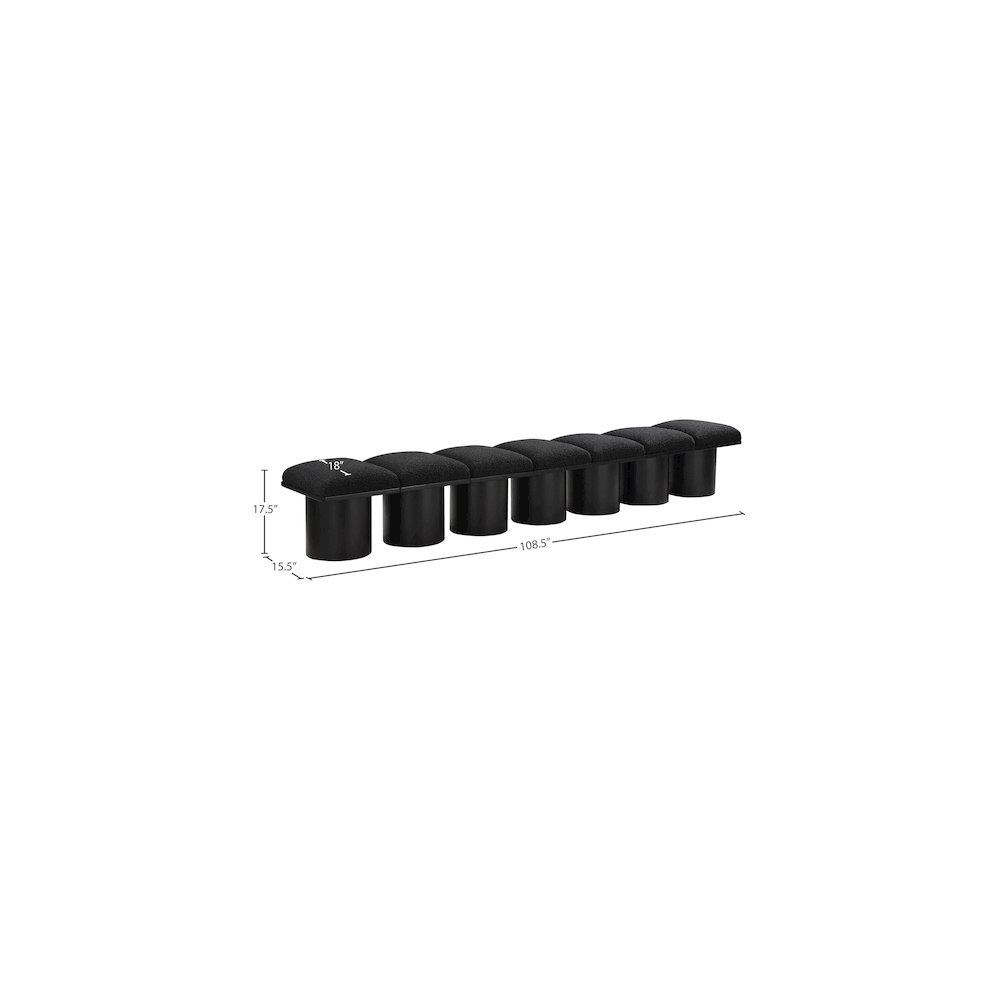 Pavilion Black Boucle Fabric Bench. Picture 5