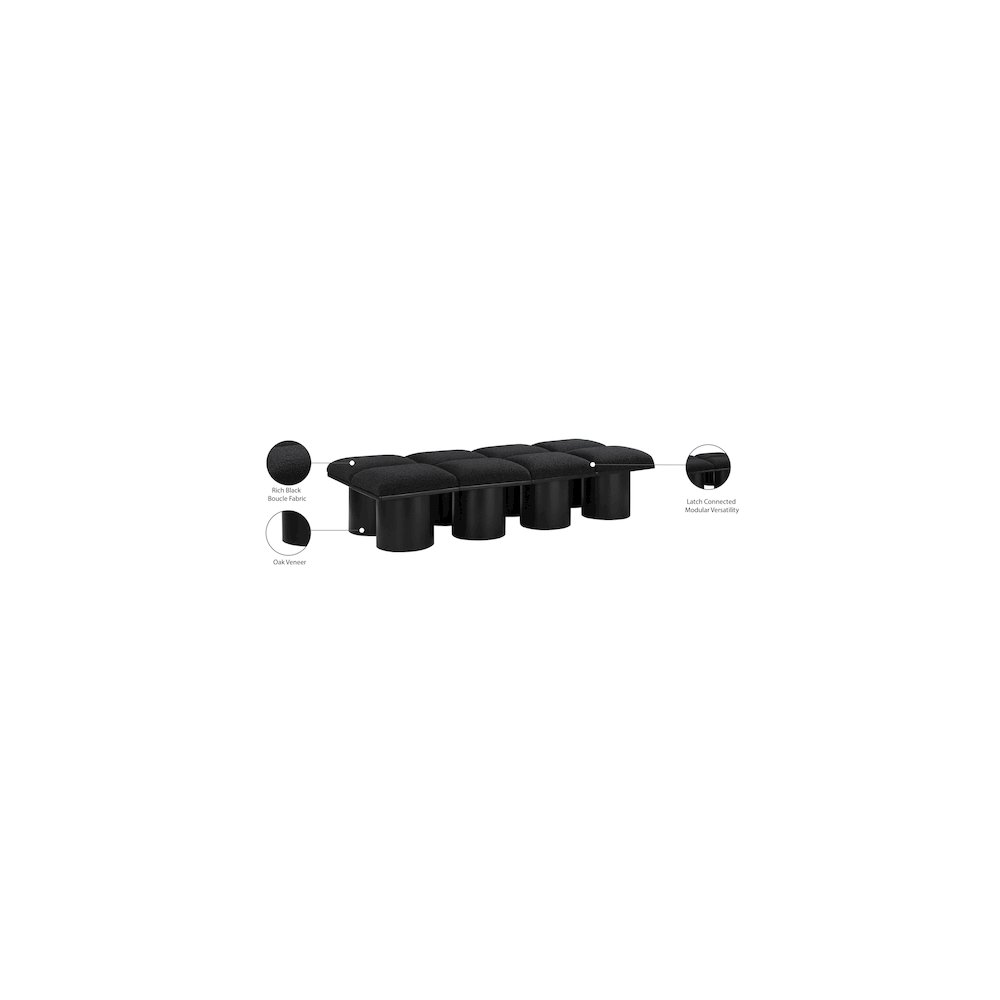 Pavilion Black Boucle Fabric Bench. Picture 6