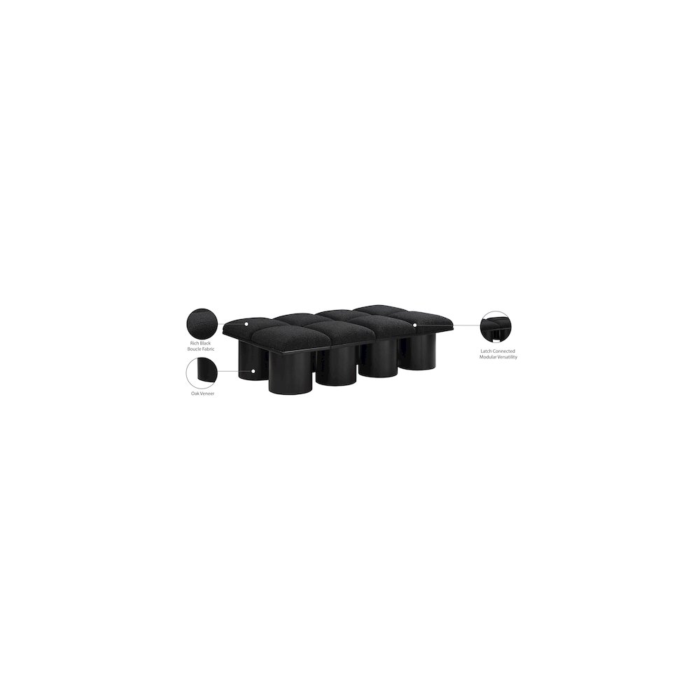 Pavilion Black Boucle Fabric Bench. Picture 7