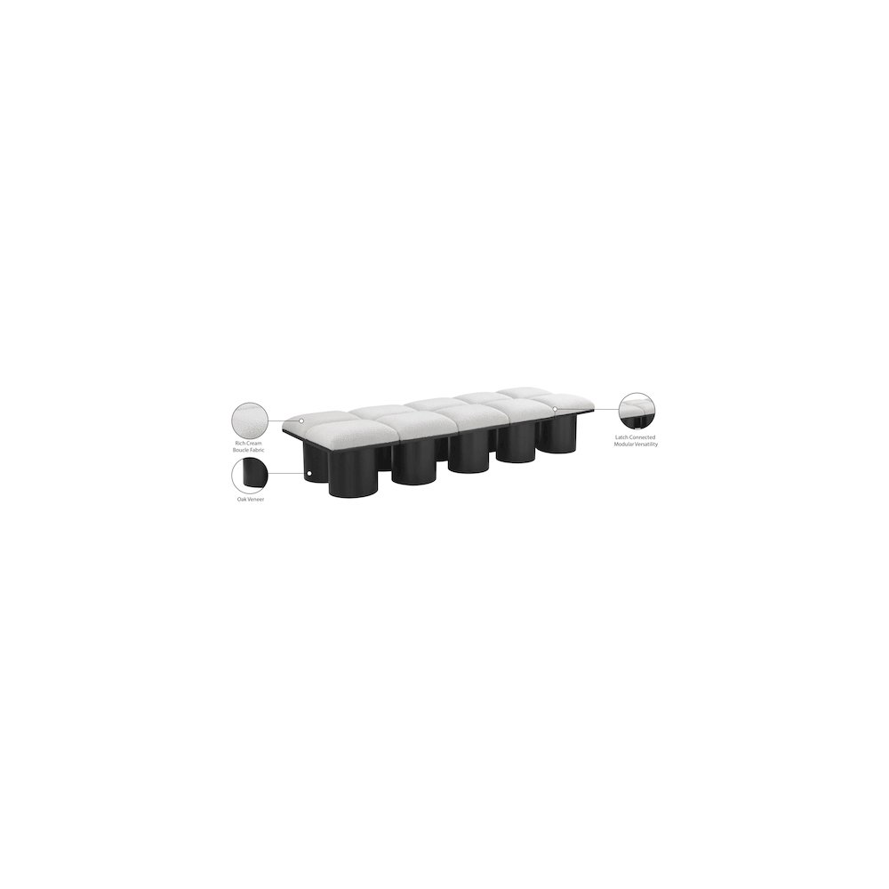 Pavilion Cream Boucle Fabric Bench. Picture 6