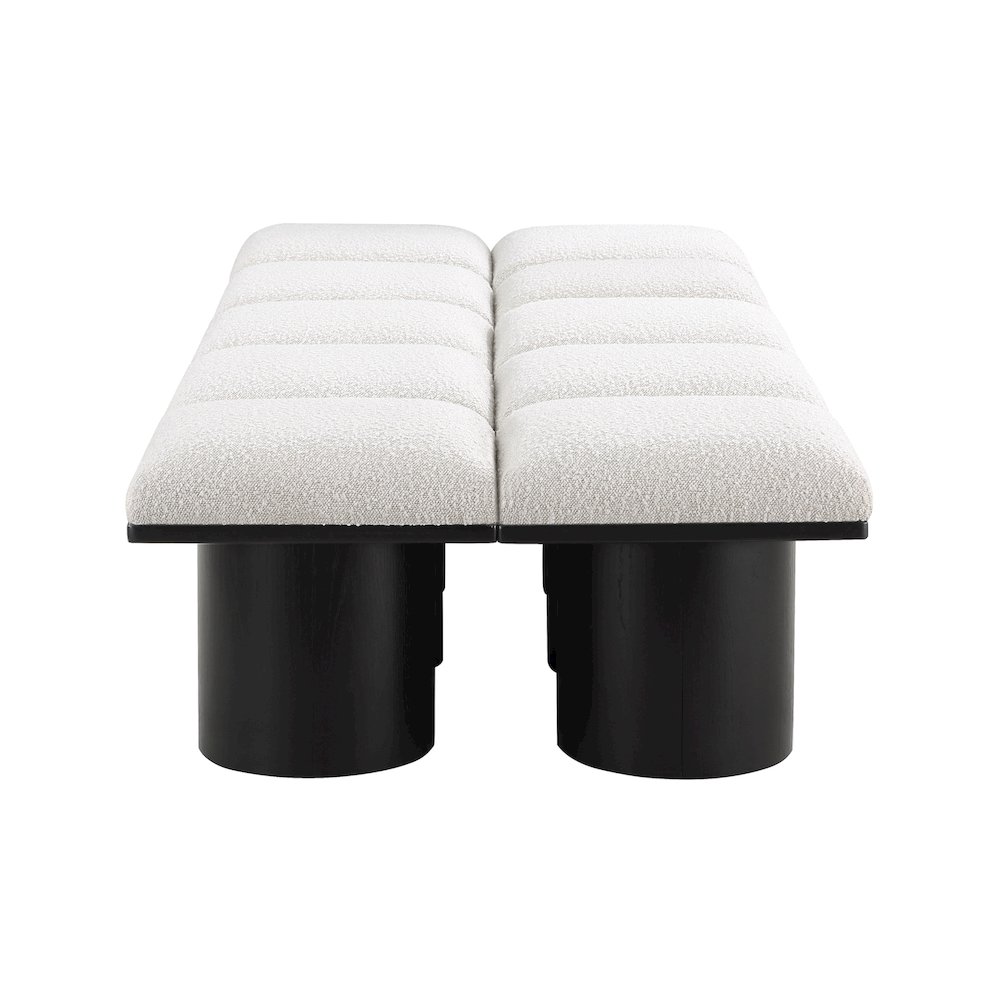 Pavilion Cream Boucle Fabric Bench. Picture 3