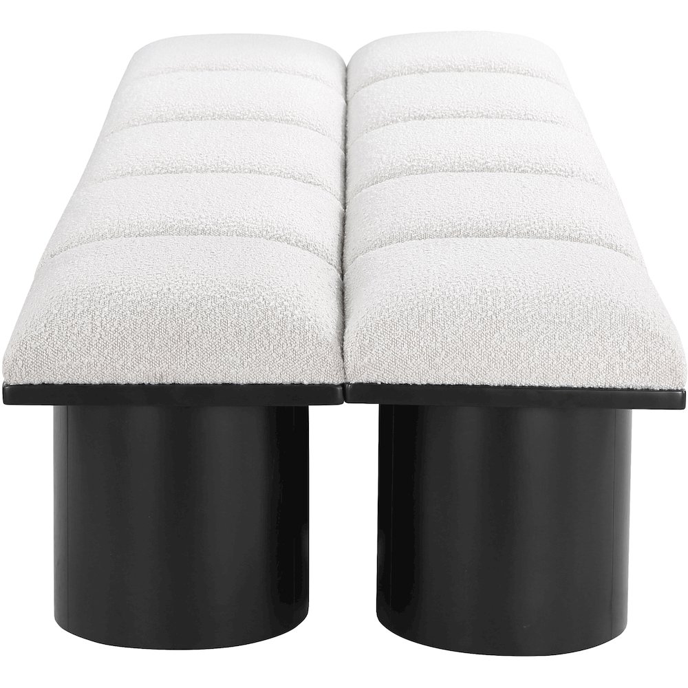 Pavilion Cream Boucle Fabric Bench. Picture 3