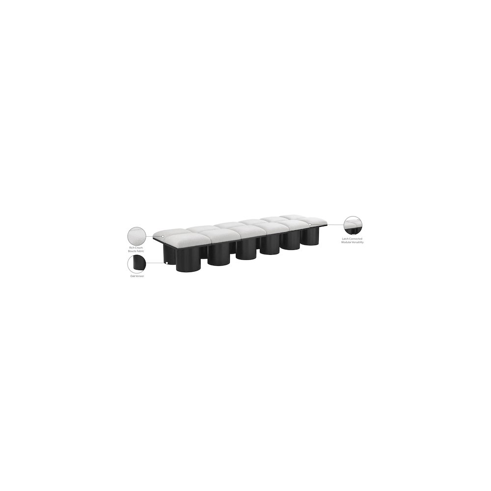 Pavilion Cream Boucle Fabric Bench. Picture 6