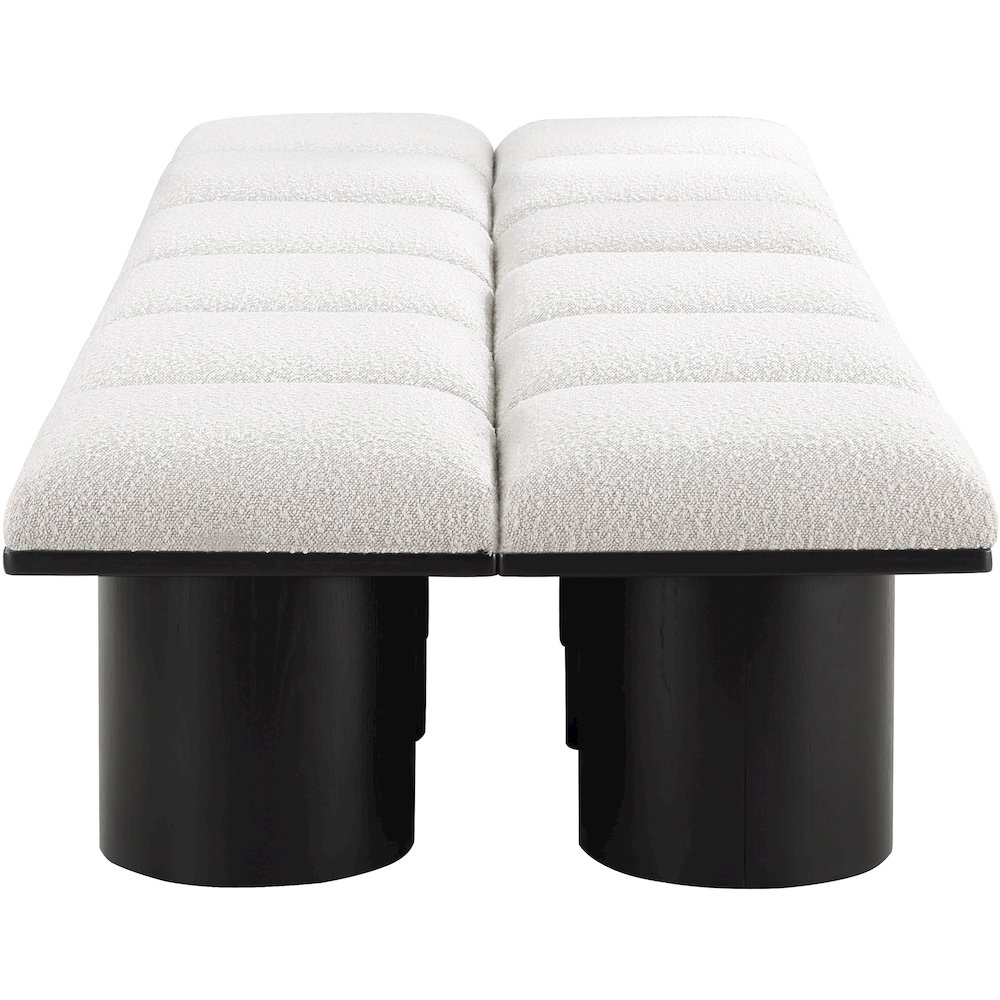 Pavilion Cream Boucle Fabric Bench. Picture 3