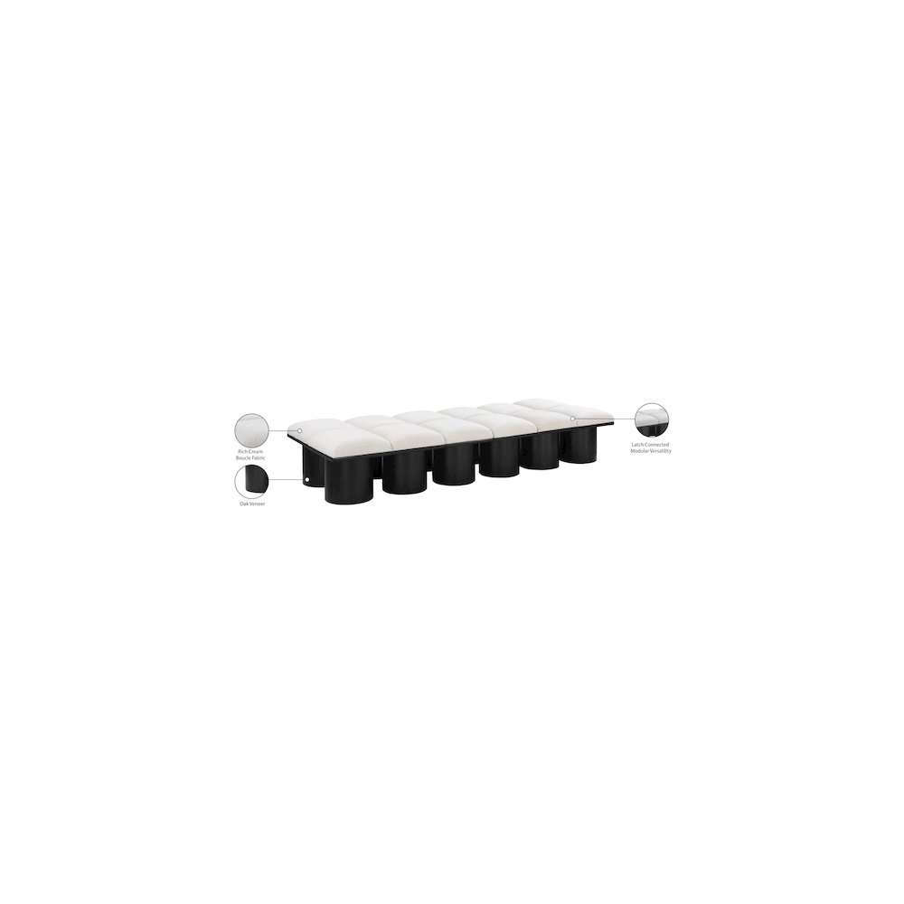 Pavilion Cream Boucle Fabric Bench. Picture 7