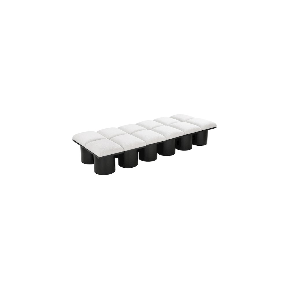 Pavilion Cream Boucle Fabric Bench. Picture 4