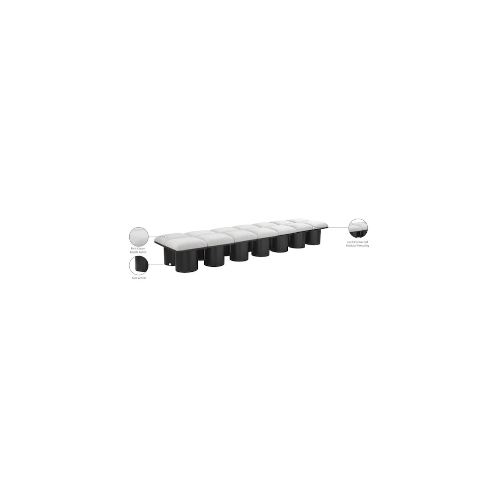 Pavilion Cream Boucle Fabric Bench. Picture 6