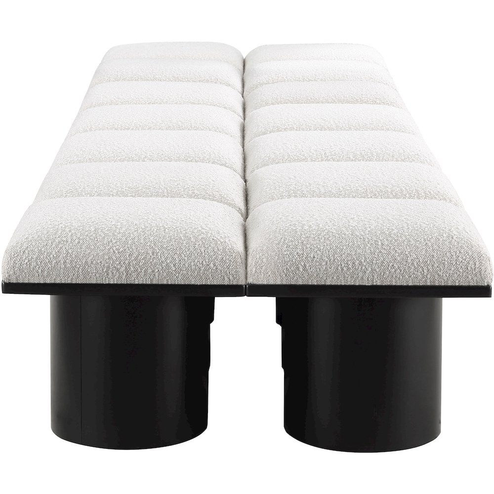 Pavilion Cream Boucle Fabric Bench. Picture 3