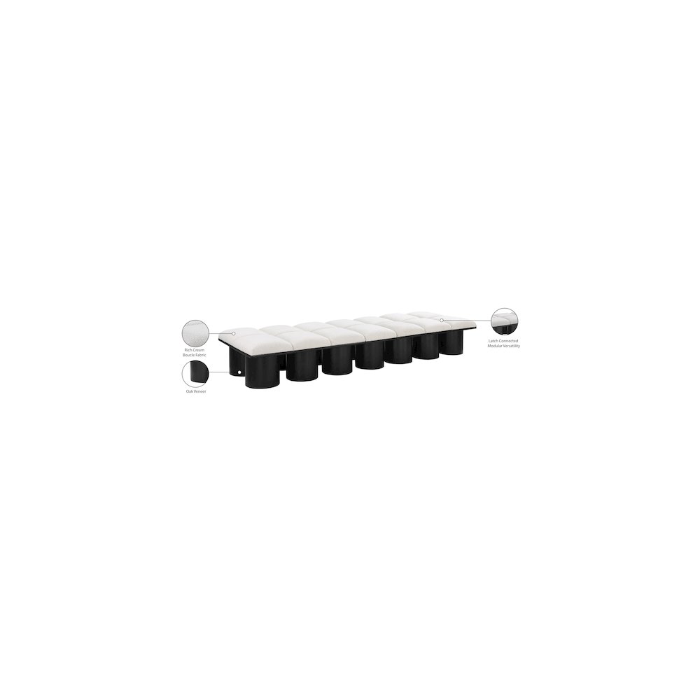 Pavilion Cream Boucle Fabric Bench. Picture 7