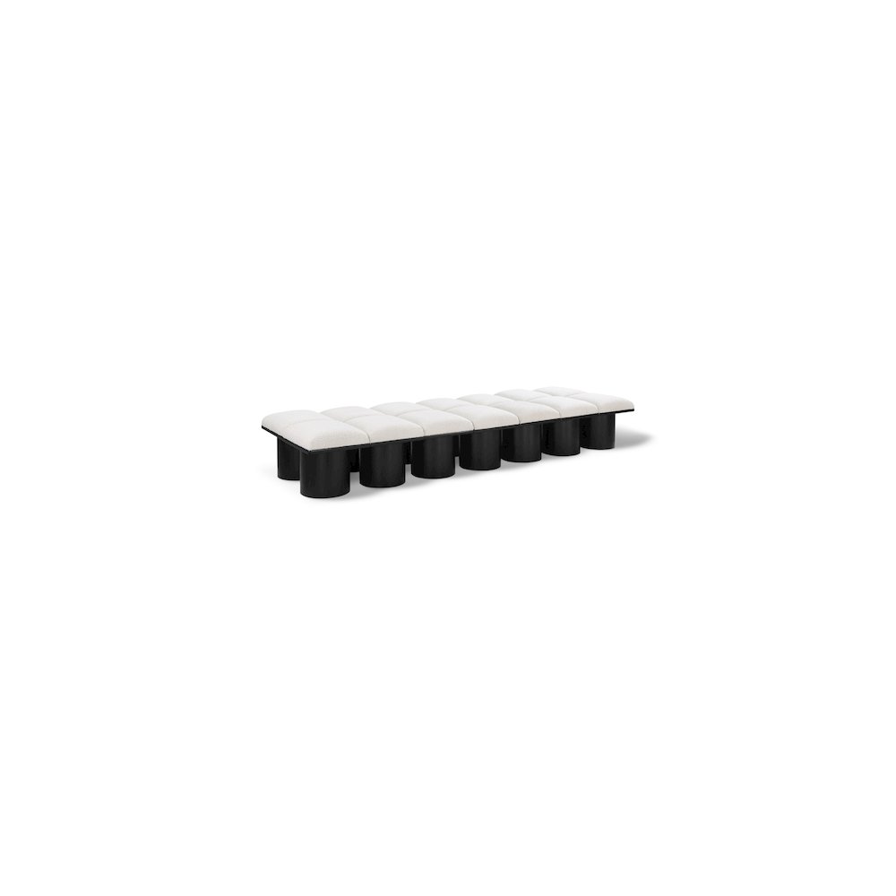 Pavilion Cream Boucle Fabric Bench. Picture 1