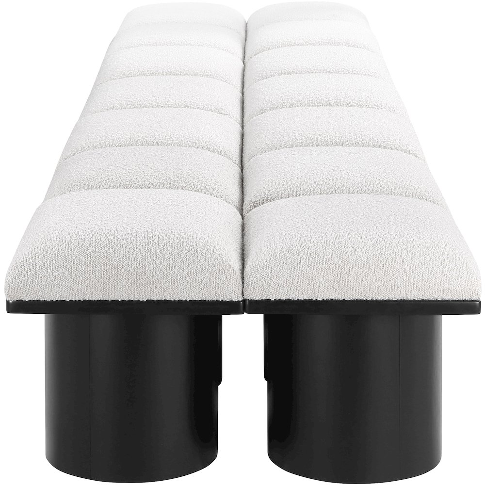 Pavilion Cream Boucle Fabric Bench. Picture 3