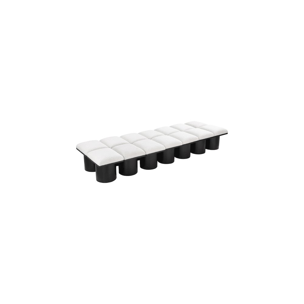Pavilion Cream Boucle Fabric Bench. Picture 4