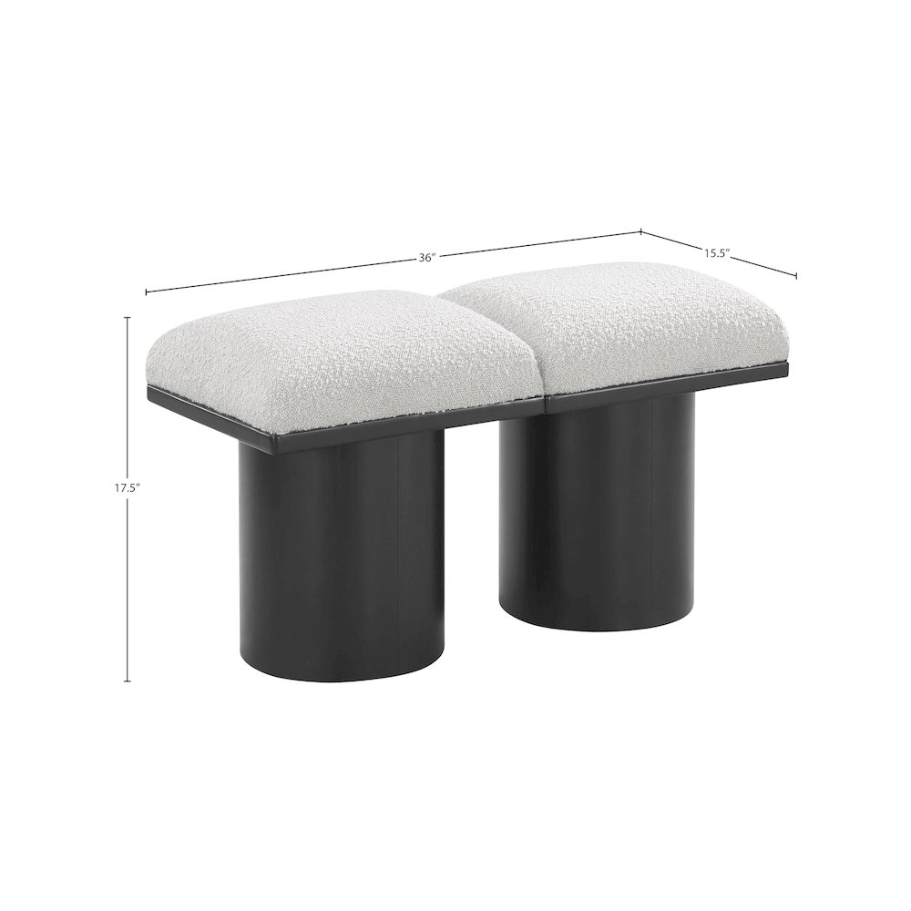 Pavilion Cream Boucle Fabric Bench. Picture 6