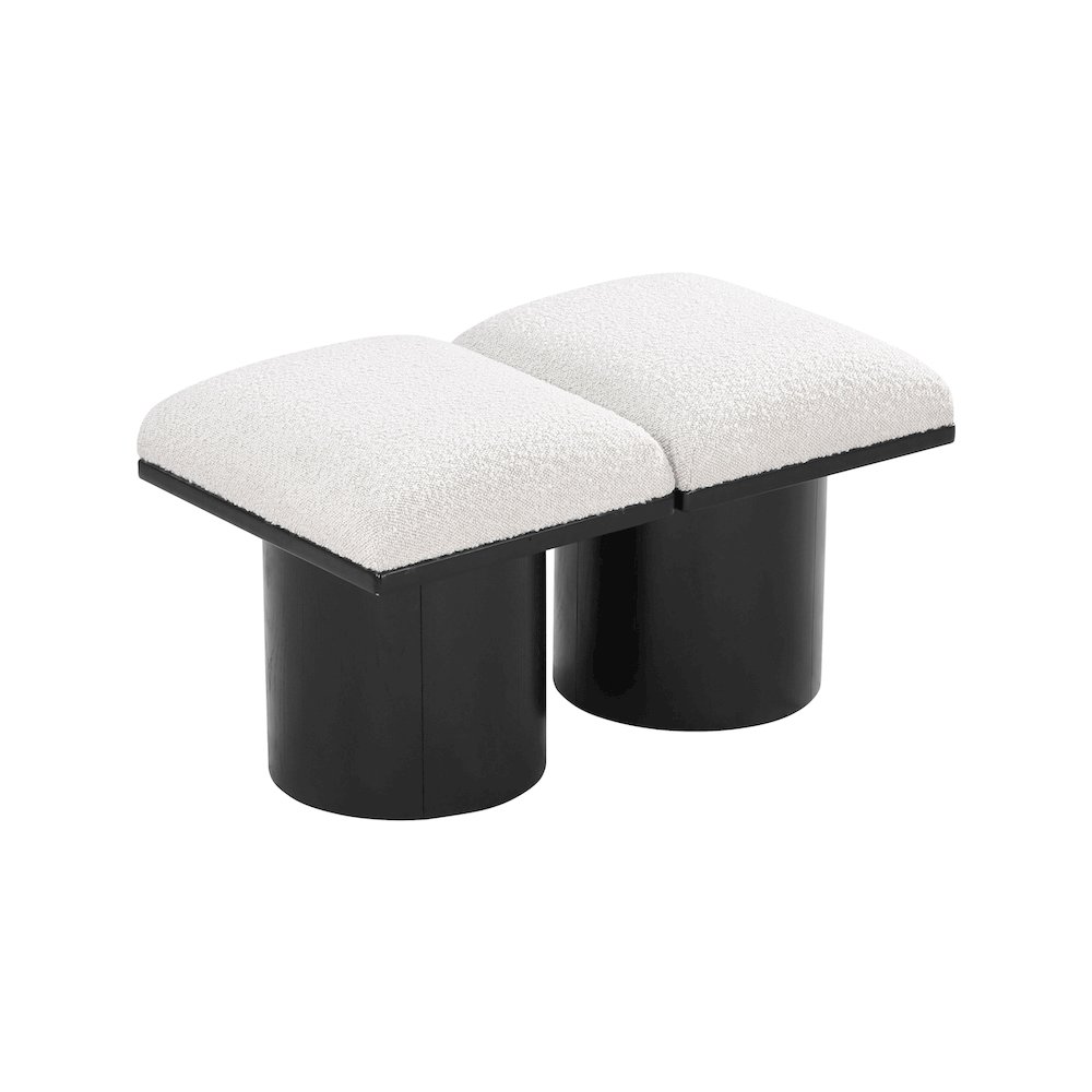 Pavilion Cream Boucle Fabric Bench. Picture 4