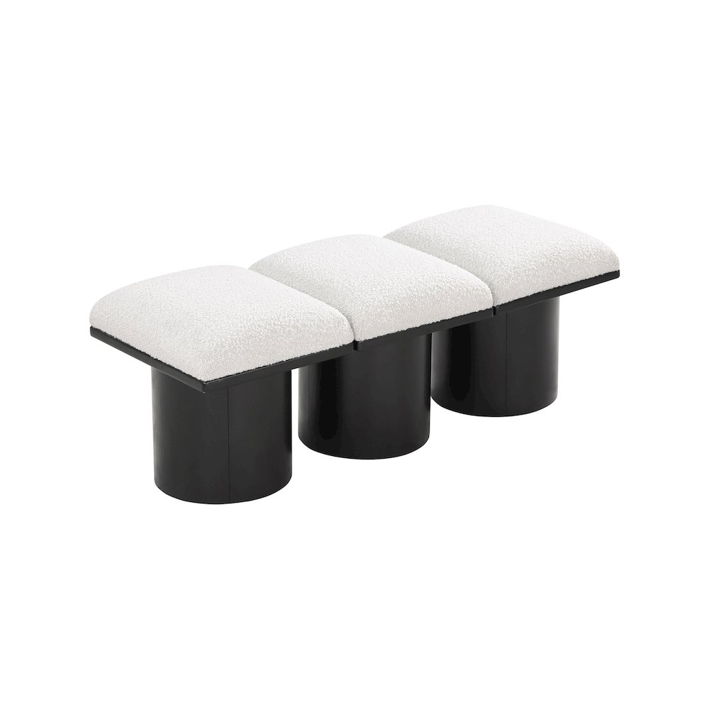 Pavilion Cream Boucle Fabric Bench. Picture 4
