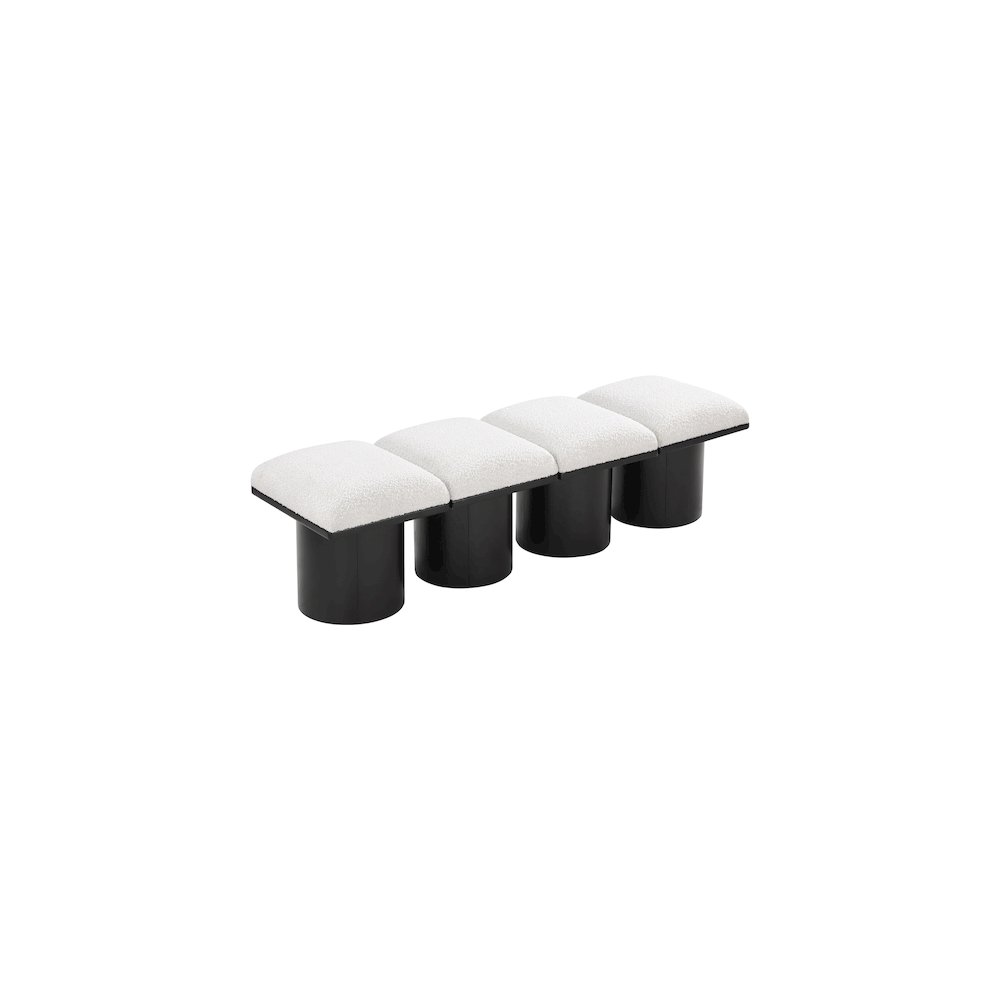Pavilion Cream Boucle Fabric Bench. Picture 4