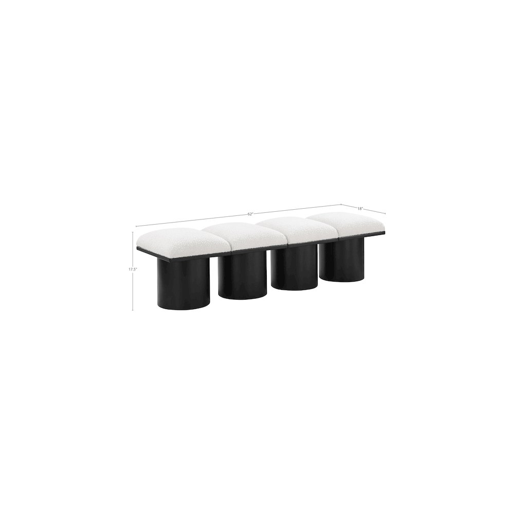 Pavilion Cream Boucle Fabric Bench. Picture 5
