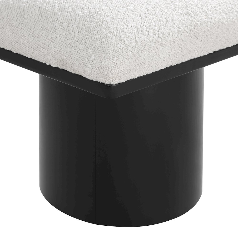 Pavilion Cream Boucle Fabric Bench. Picture 4