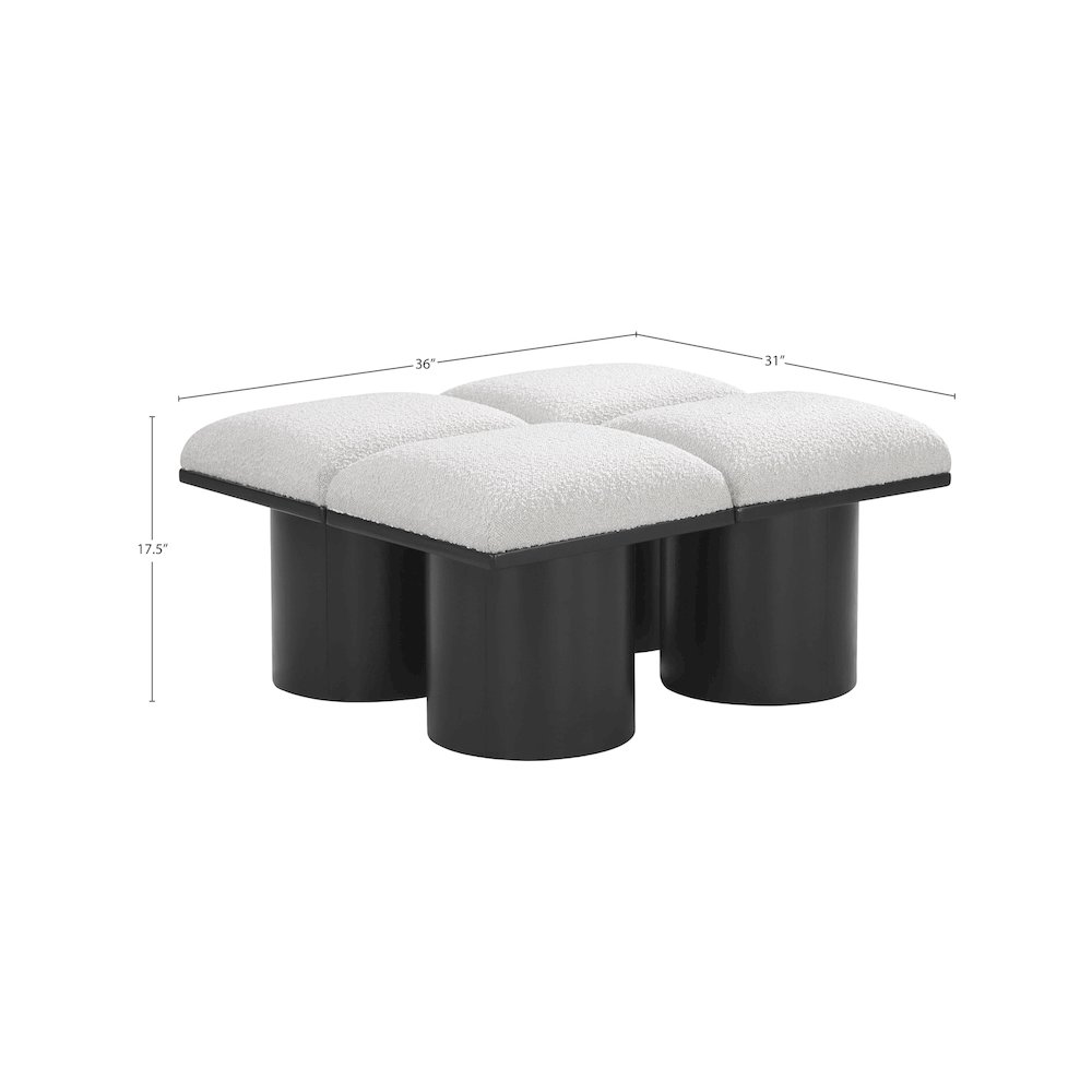 Pavilion Cream Boucle Fabric Bench. Picture 5