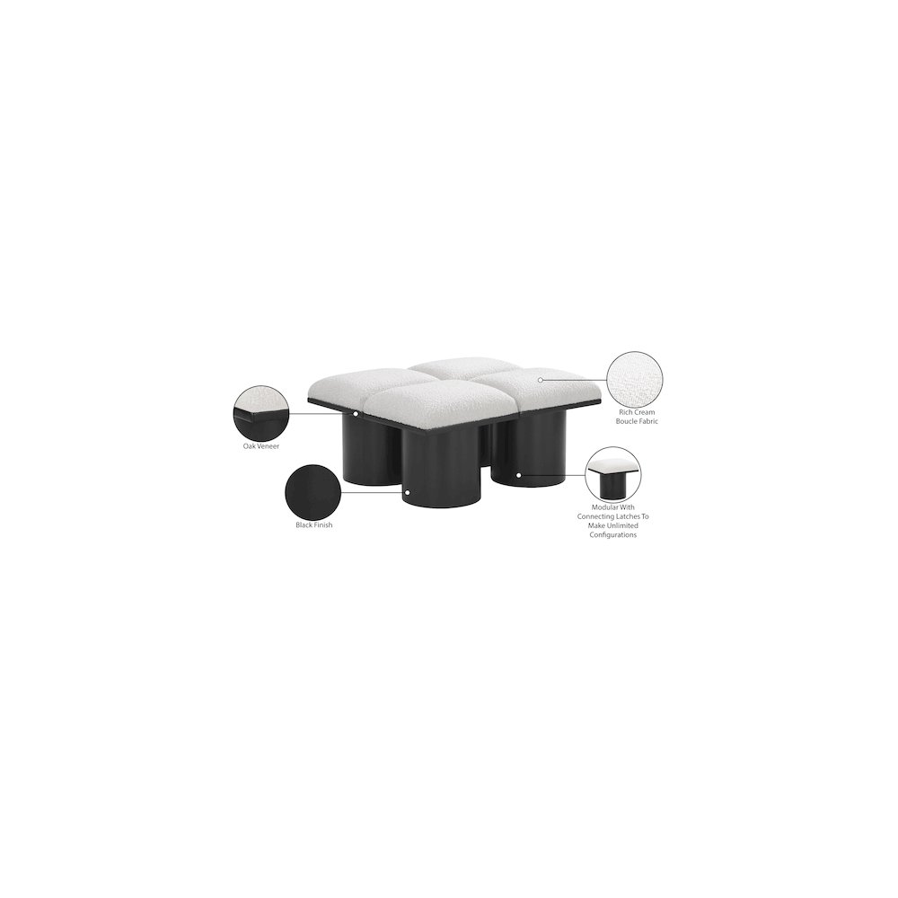 Pavilion Cream Boucle Fabric Bench. Picture 6
