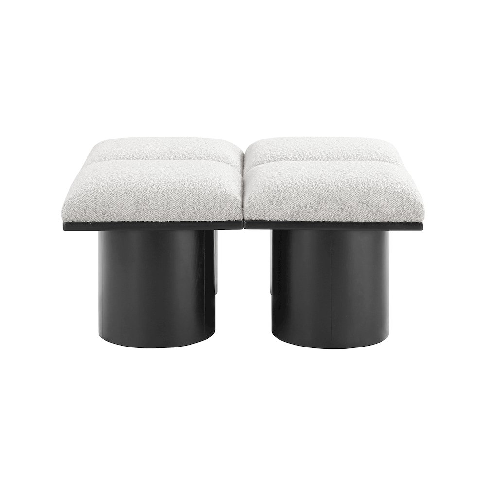 Pavilion Cream Boucle Fabric Bench. Picture 2