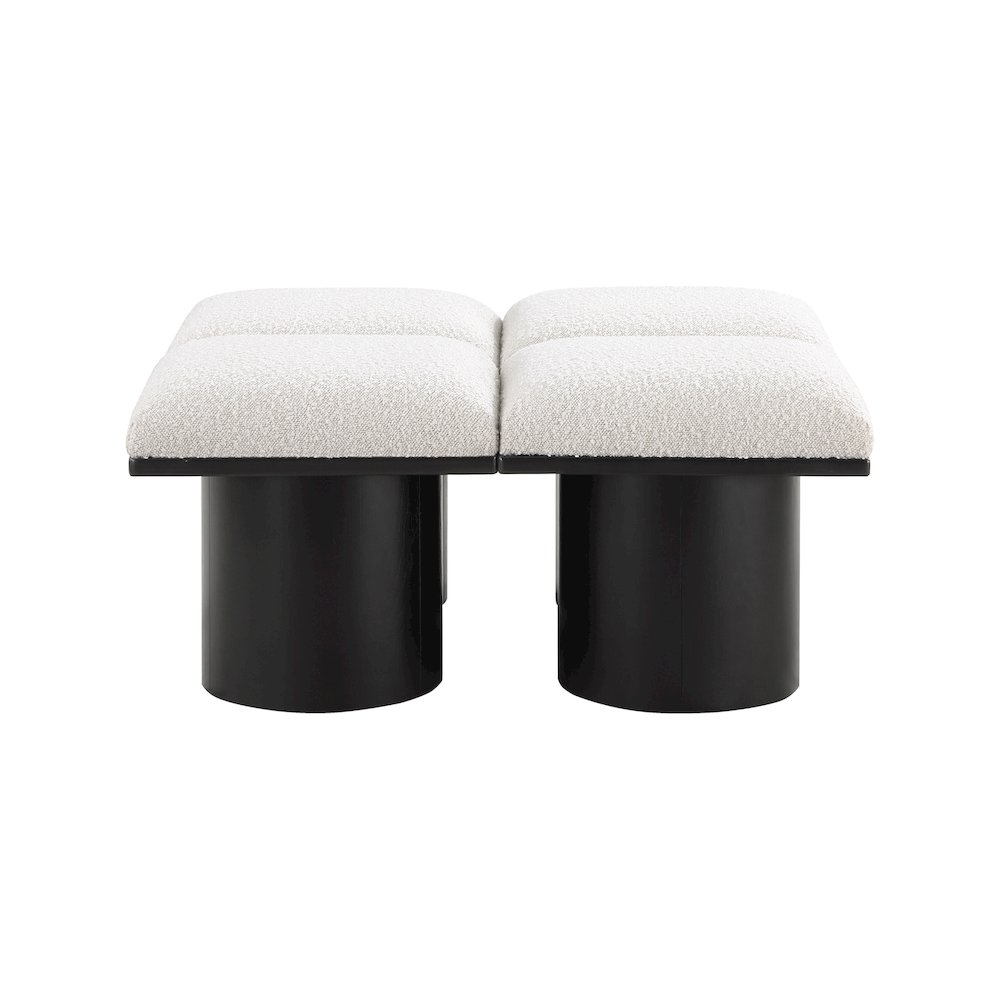 Pavilion Cream Boucle Fabric Bench. Picture 3