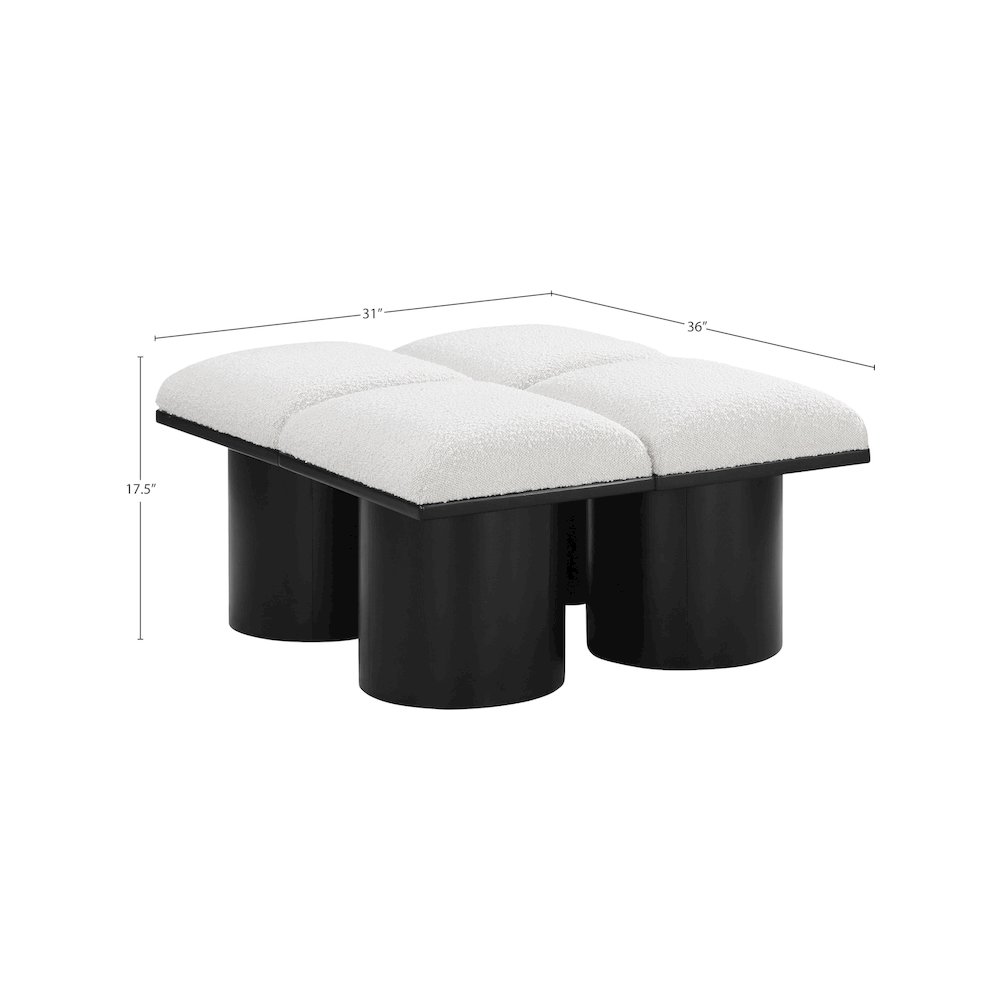 Pavilion Cream Boucle Fabric Bench. Picture 6