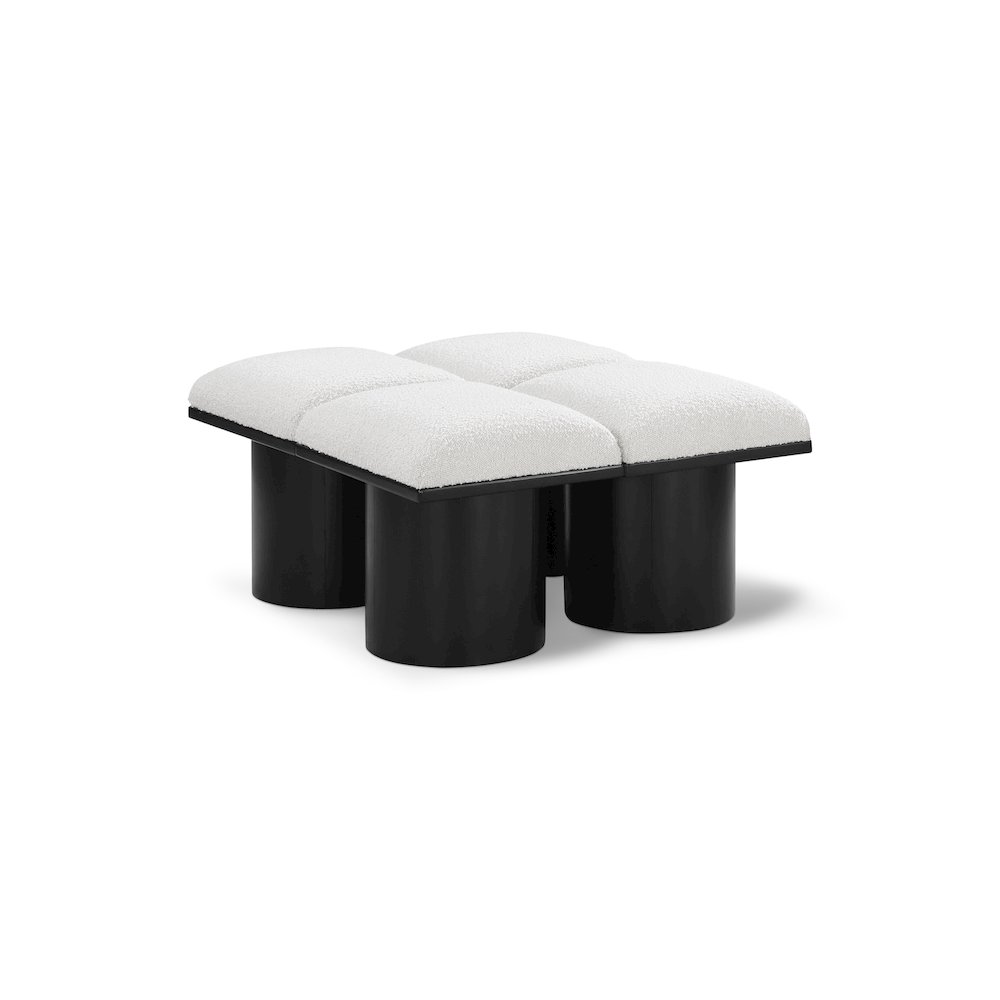 Pavilion Cream Boucle Fabric Bench. Picture 1
