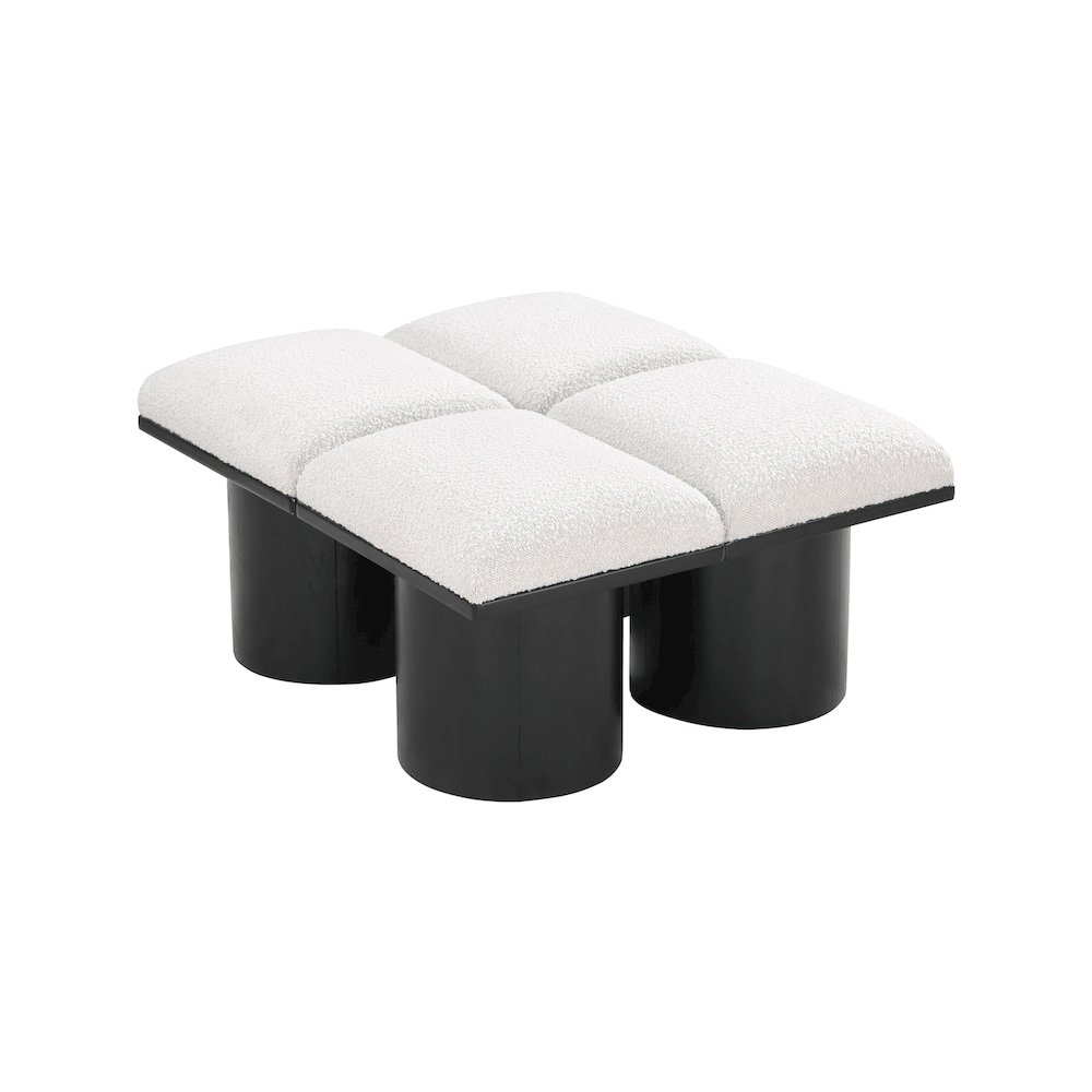 Pavilion Cream Boucle Fabric Bench. Picture 4