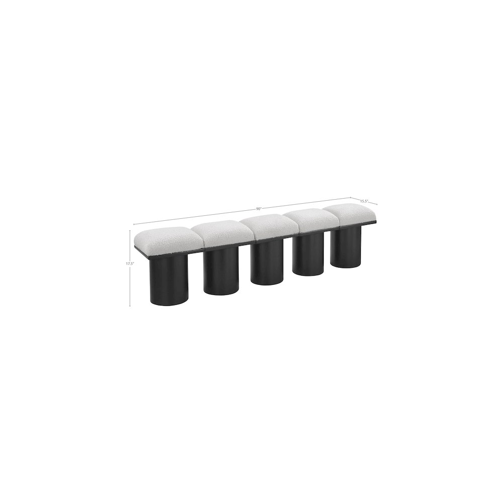 Pavilion Cream Boucle Fabric Bench. Picture 6