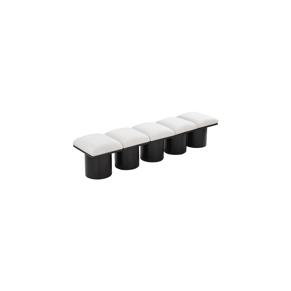 Pavilion Cream Boucle Fabric Bench. Picture 4