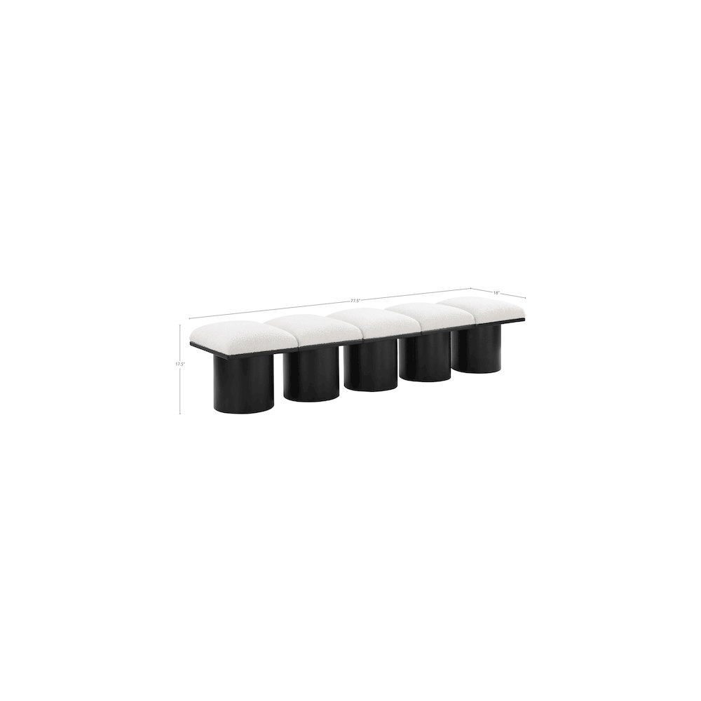 Pavilion Cream Boucle Fabric Bench. Picture 5