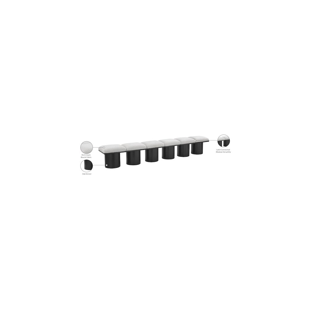 Pavilion Cream Boucle Fabric Bench. Picture 7