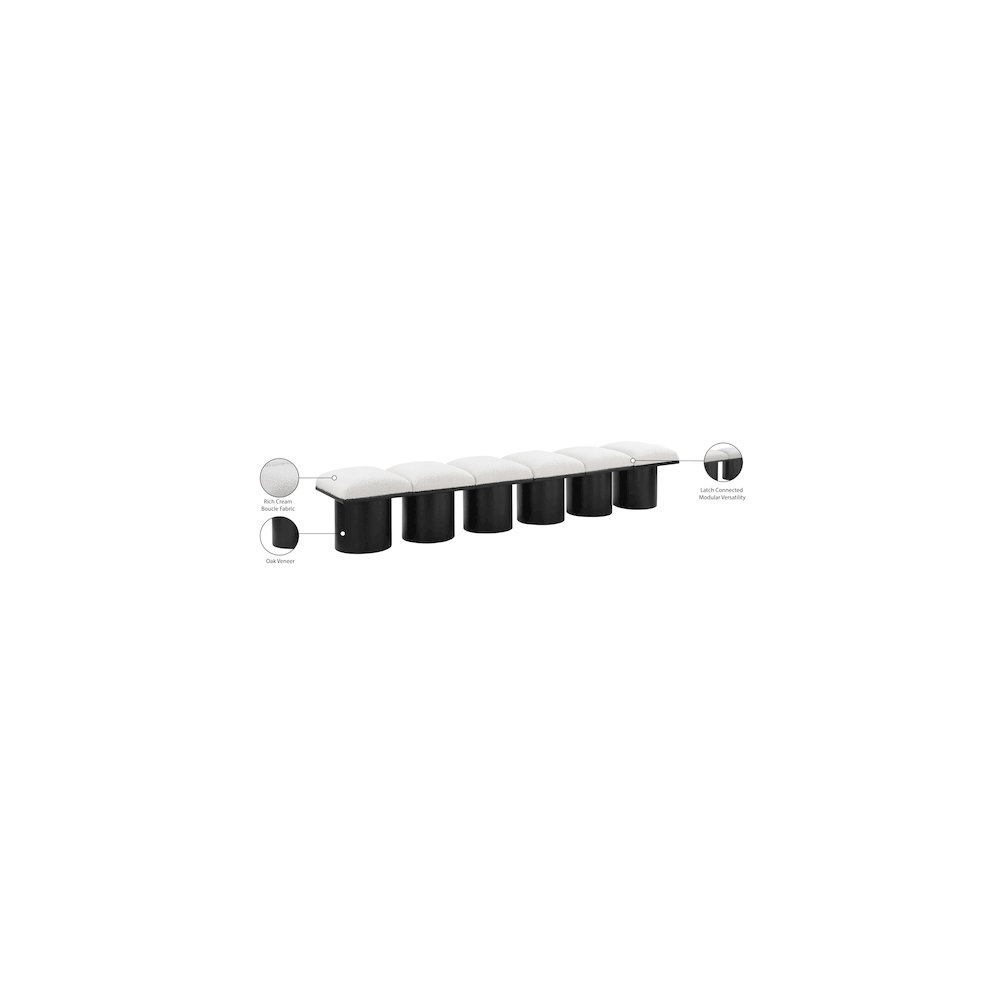 Pavilion Cream Boucle Fabric Bench. Picture 6