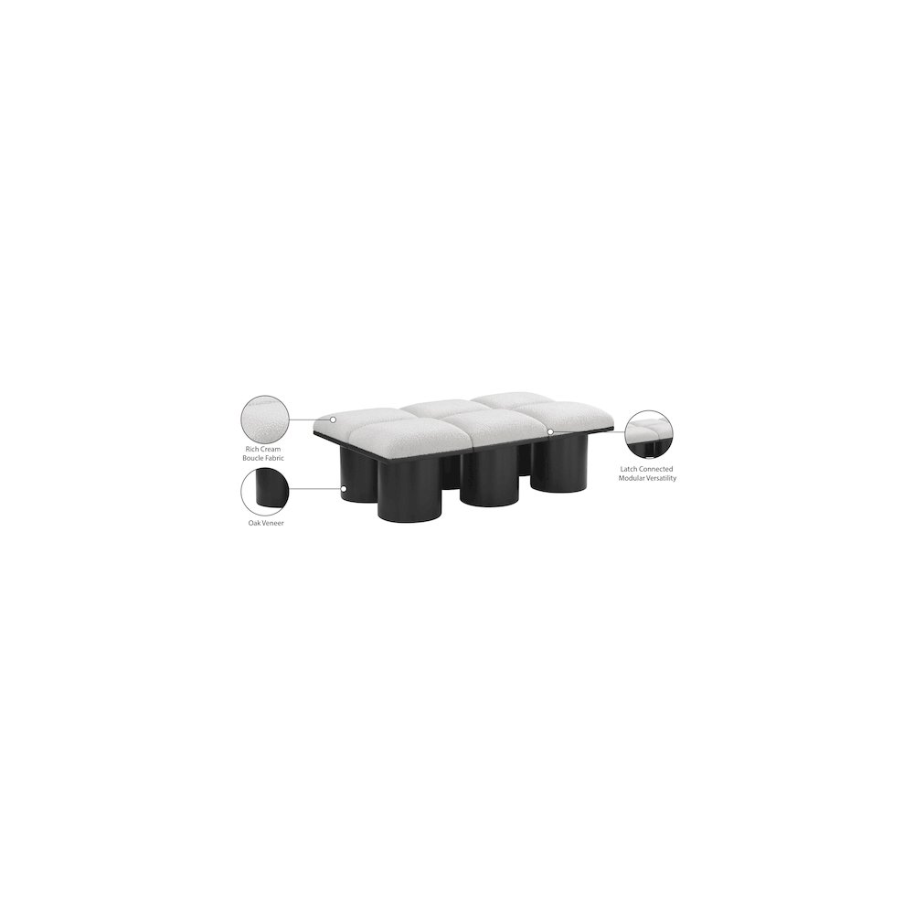 Pavilion Cream Boucle Fabric Bench. Picture 6