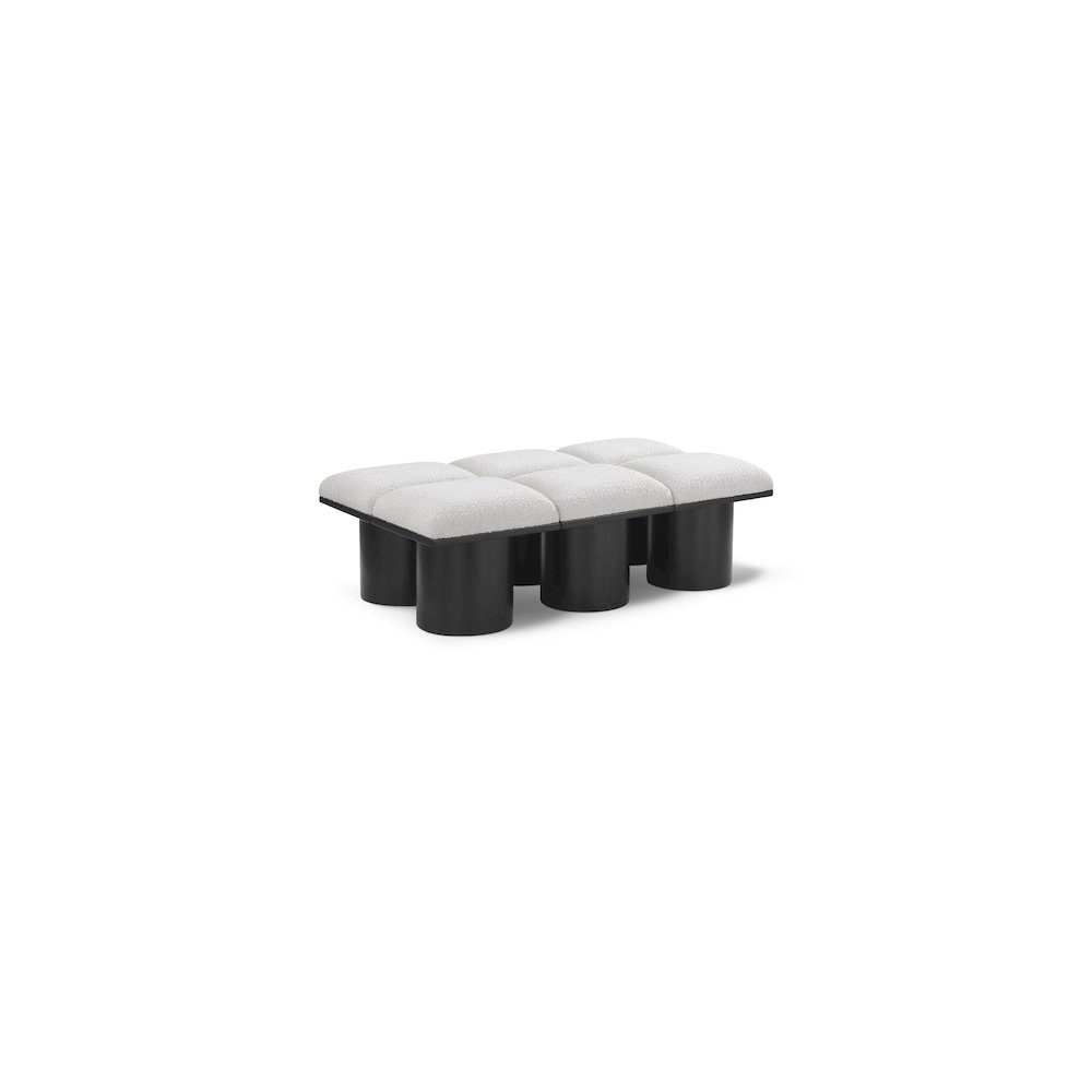 Pavilion Cream Boucle Fabric Bench. Picture 1
