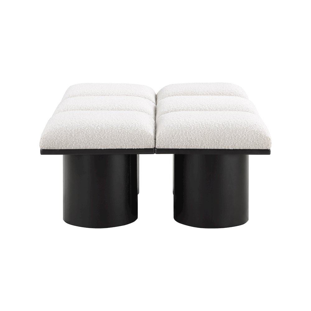 Pavilion Cream Boucle Fabric Bench. Picture 3