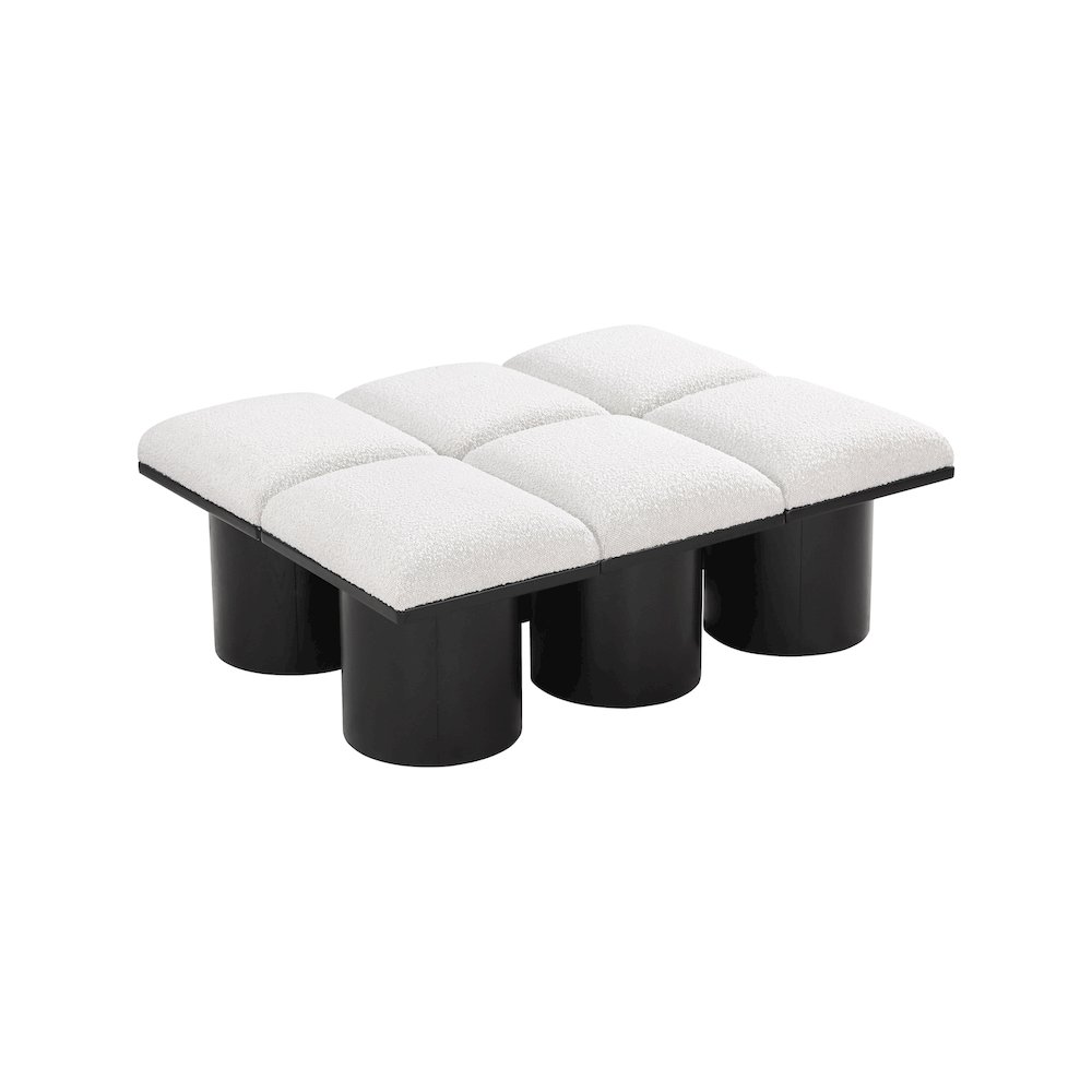 Pavilion Cream Boucle Fabric Bench. Picture 4