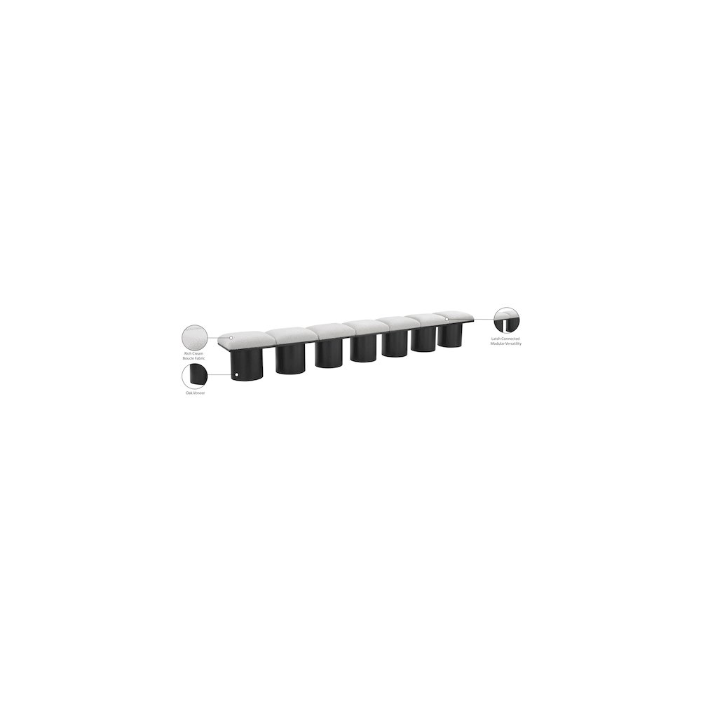 Pavilion Cream Boucle Fabric Bench. Picture 7
