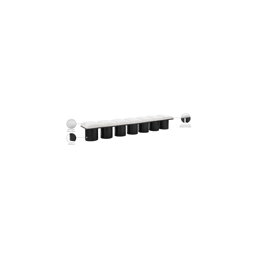 Pavilion Cream Boucle Fabric Bench. Picture 6