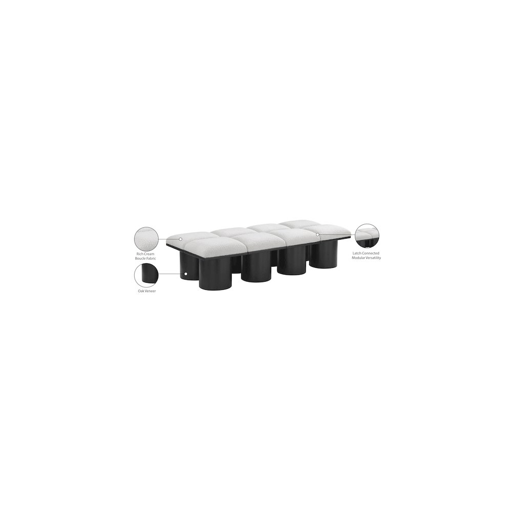 Pavilion Cream Boucle Fabric Bench. Picture 6