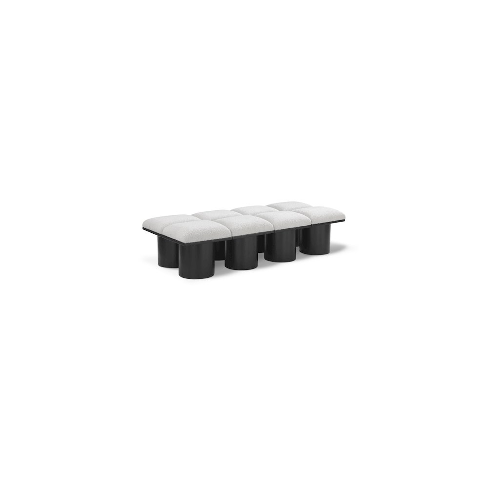 Pavilion Cream Boucle Fabric Bench. Picture 1