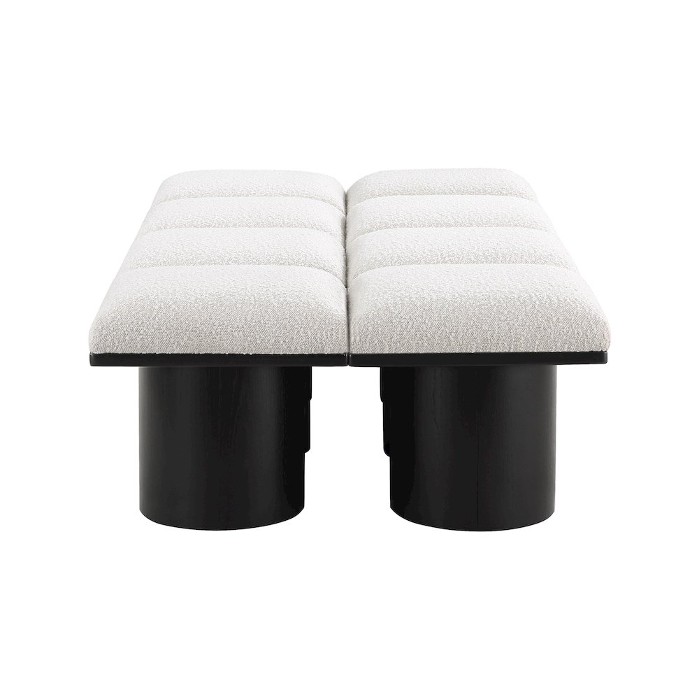 Pavilion Cream Boucle Fabric Bench. Picture 3