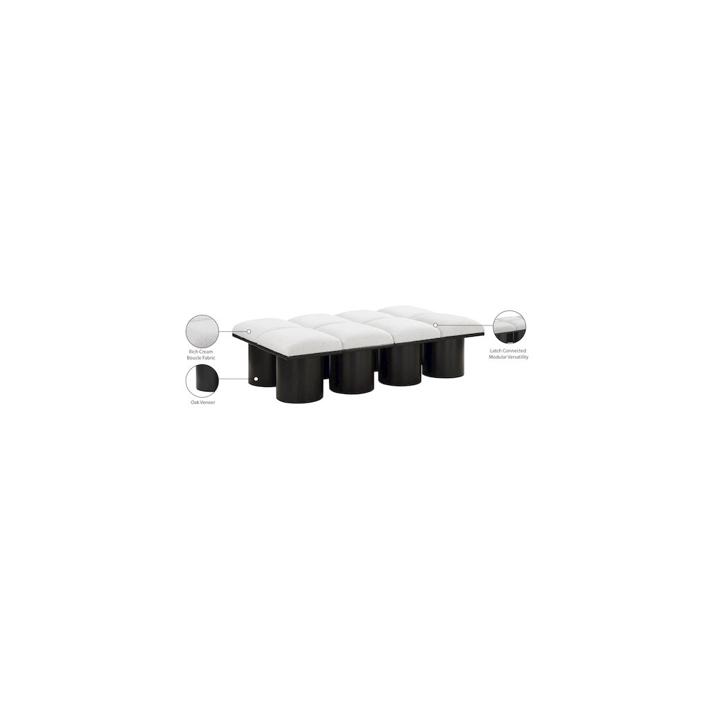 Pavilion Cream Boucle Fabric Bench. Picture 7