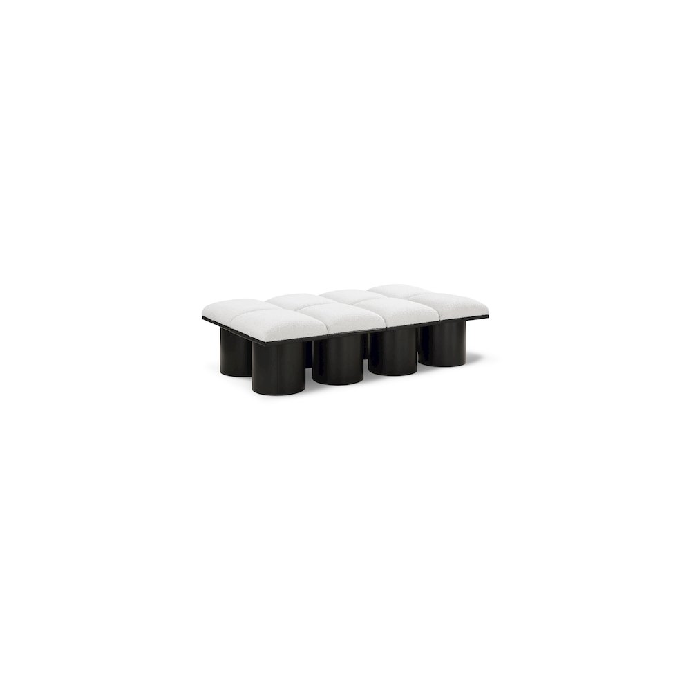 Pavilion Cream Boucle Fabric Bench. Picture 1