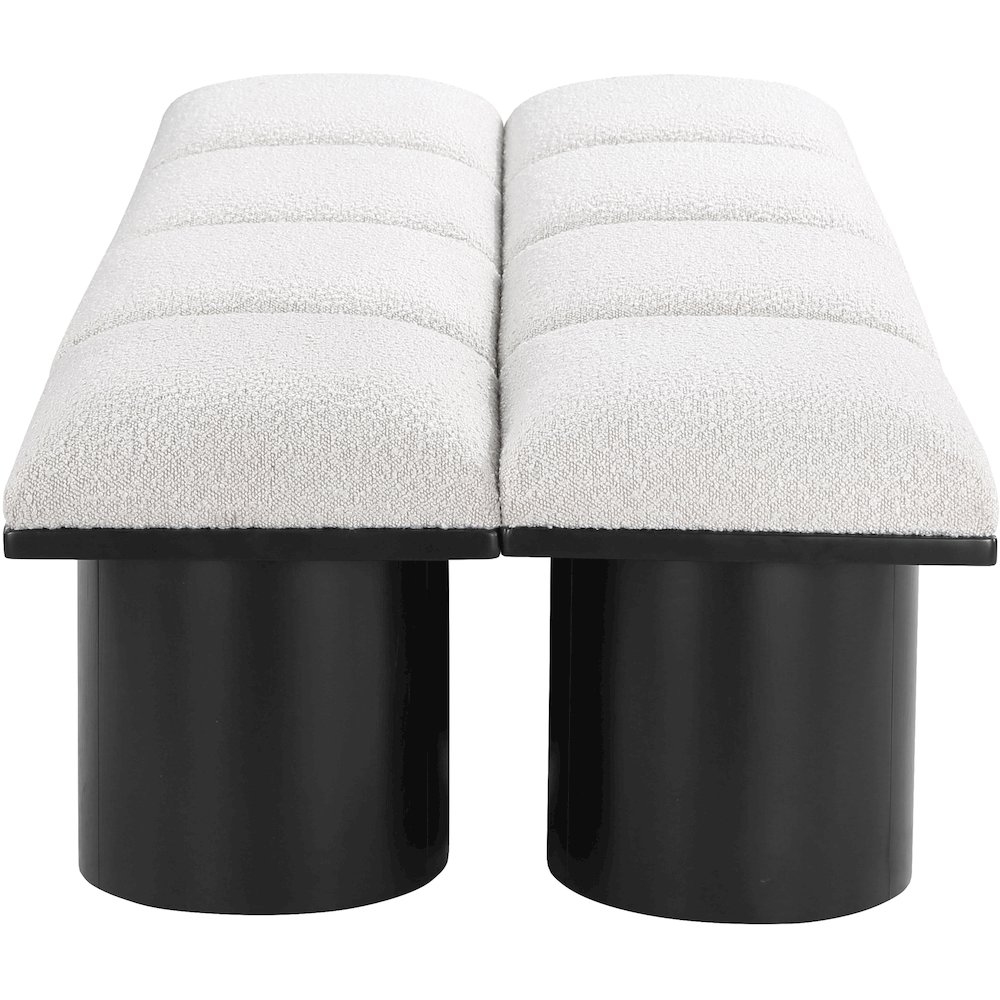 Pavilion Cream Boucle Fabric Bench. Picture 3