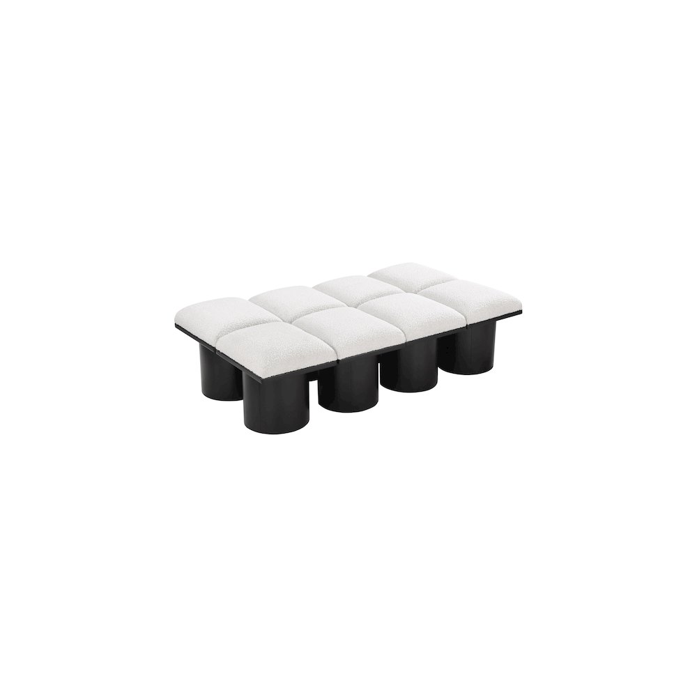 Pavilion Cream Boucle Fabric Bench. Picture 4