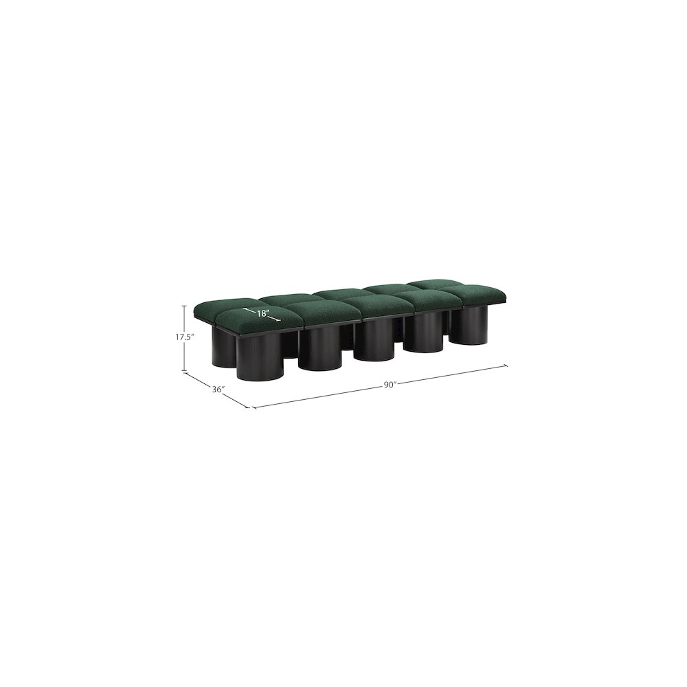 Pavilion Green Boucle Fabric Bench. Picture 5