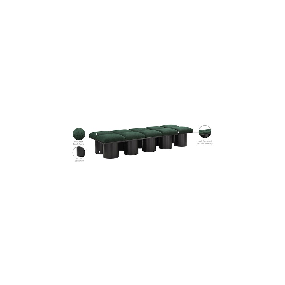 Pavilion Green Boucle Fabric Bench. Picture 6